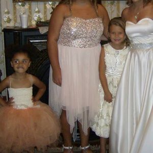 Strapless pink sparkling dress